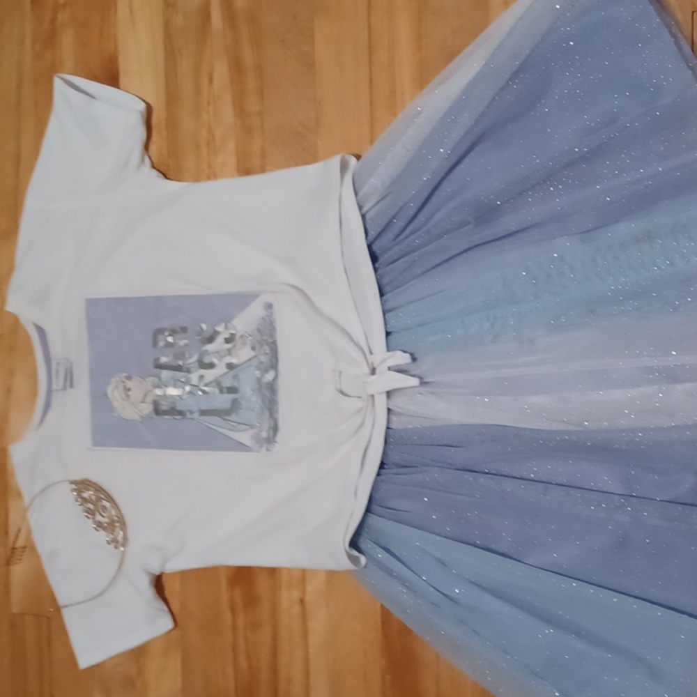 Disney Frozen Set sparkle skirt and top with crown size 8